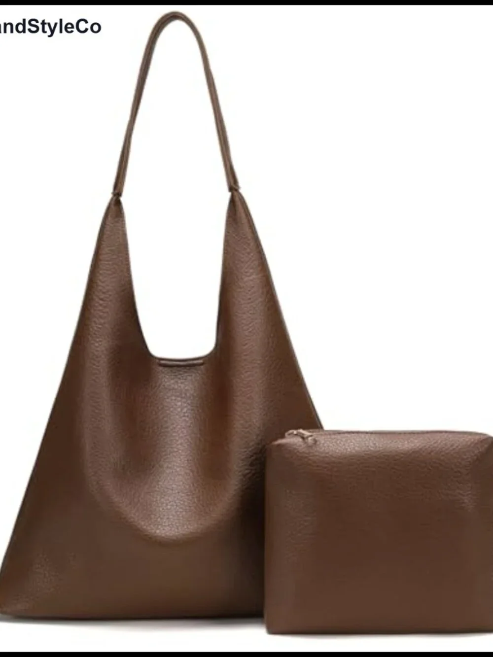 Slouchy Hobo Bag Vegan Leather Shoulder Handbag Tote Purse with Cosmetic Bag